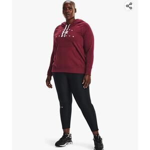 Under Armour Womens League Red White Rival Fleece Loose Pullover Hoodie 1X NWT